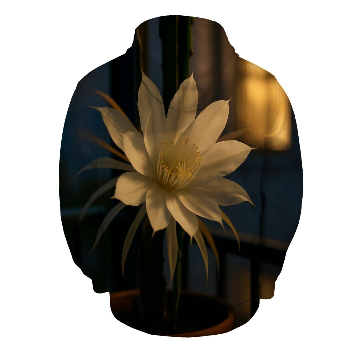 Night Blooming Cereus Against A Window Screen designer hoodies