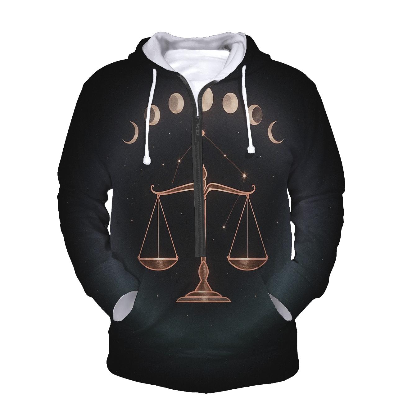 Libra Moon Phase Scales Constellation Emblem heavyweight hoodies