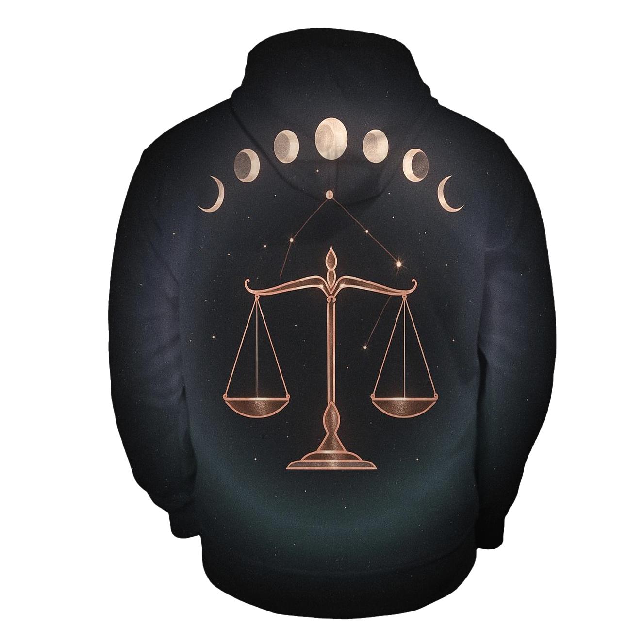 Libra Moon Phase Scales Constellation Emblem heavyweight hoodies