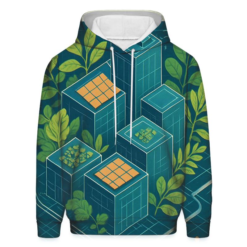 Solar Punk City Blueprint Garden pullover hoodies
