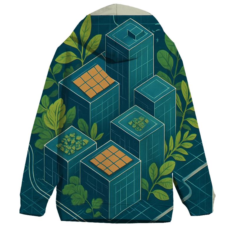 Solar Punk City Blueprint Garden pullover hoodies