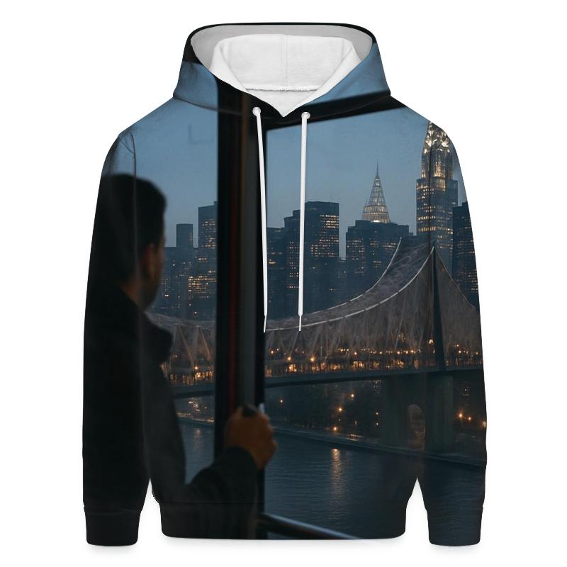Blue Hour Tram Window Over The Queensboro Bridge hoodie designs