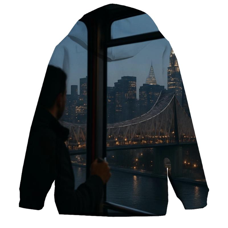 Blue Hour Tram Window Over The Queensboro Bridge hoodie designs