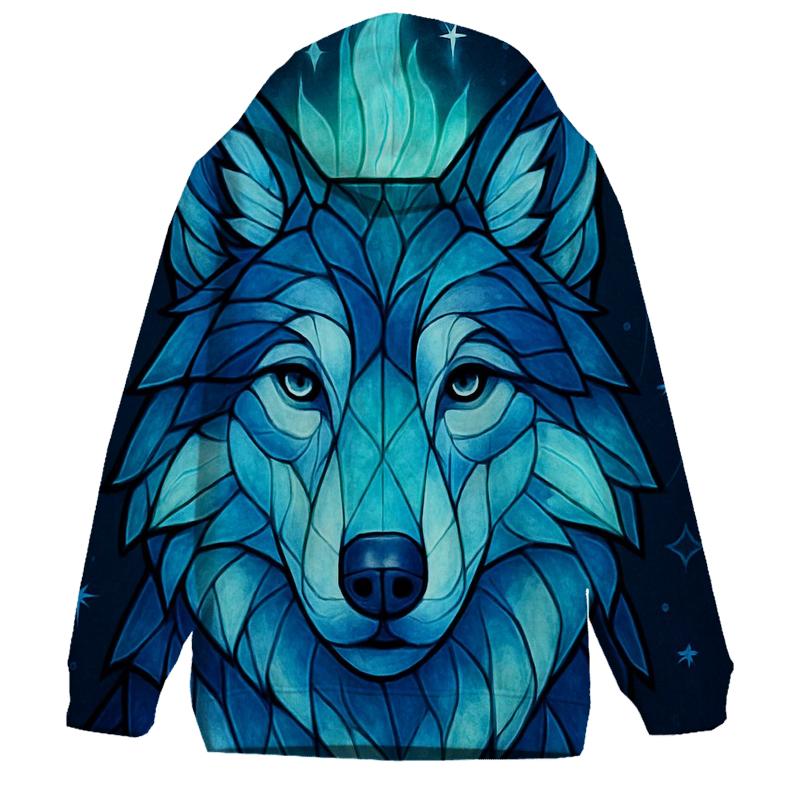 Aurora Glass Guardian Wolf graphic hoodies
