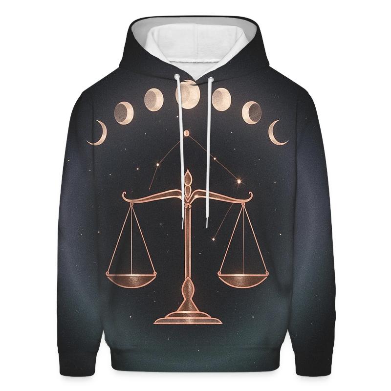 Libra Moon Phase Scales Constellation Emblem heavyweight hoodies