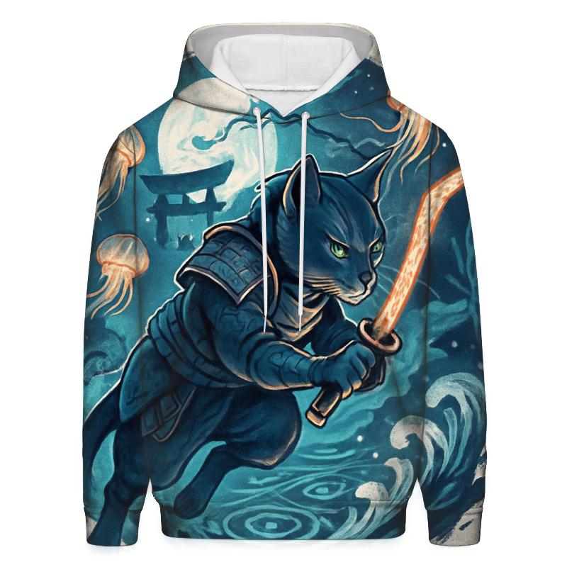 Lantern Reef Samurai Cat lightweight hoodies