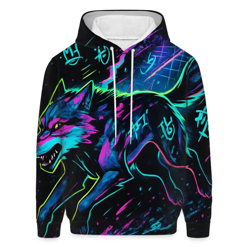 Neon Rift Courier Wolf hoodie styles