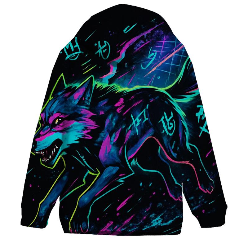 Neon Rift Courier Wolf hoodie styles