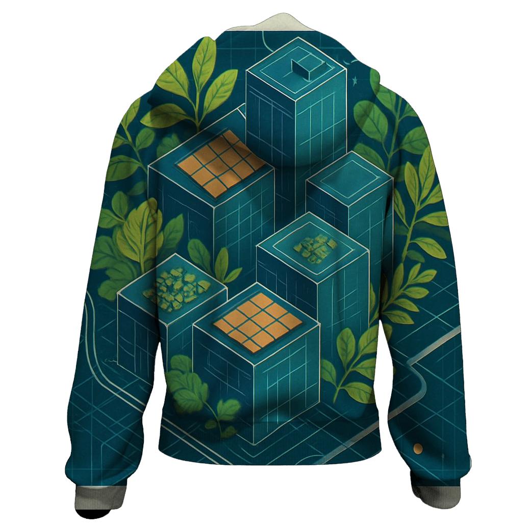 Solar Punk City Blueprint Garden pullover hoodies