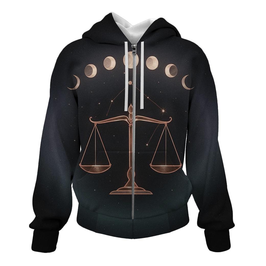 Libra Moon Phase Scales Constellation Emblem pullover hoodies