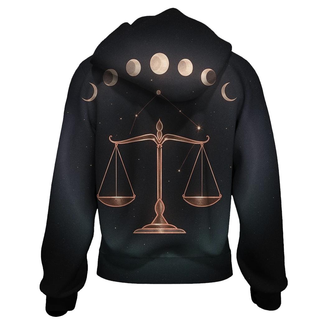 Libra Moon Phase Scales Constellation Emblem pullover hoodies