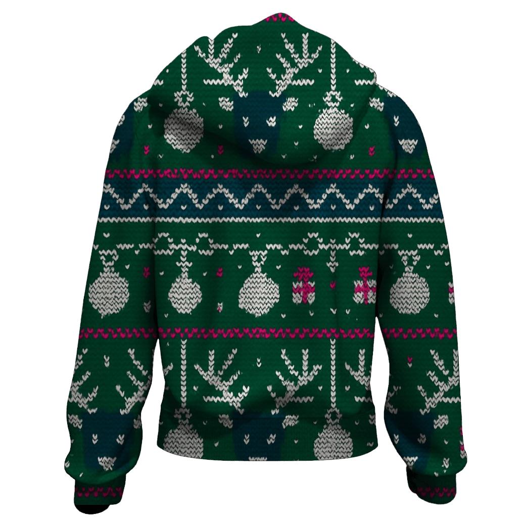 Reindeer Ornament Circuit Rows Design zip-up hoodies