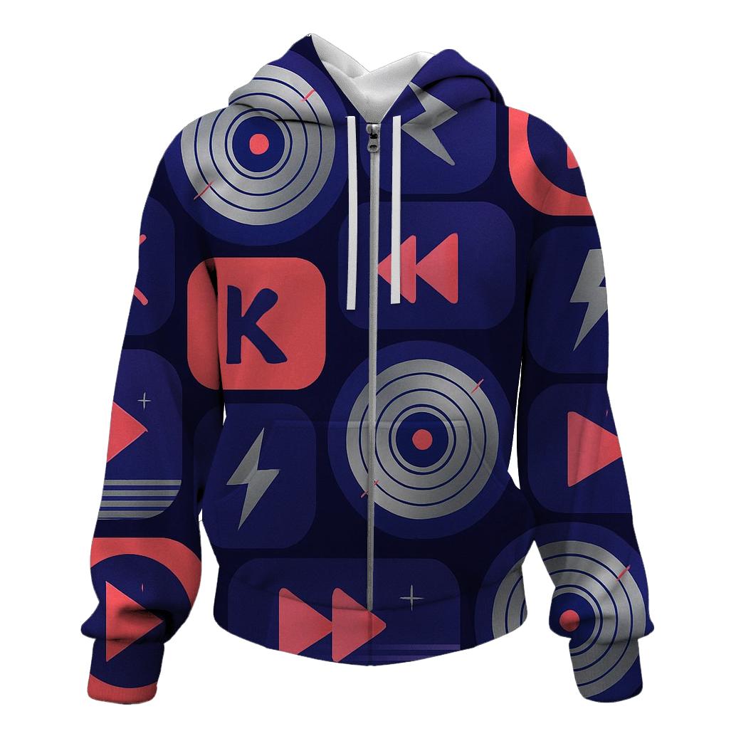 Laser Disc Orbit Badges zip-up hoodies