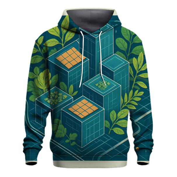 Solar Punk City Blueprint Garden hoodie trends
