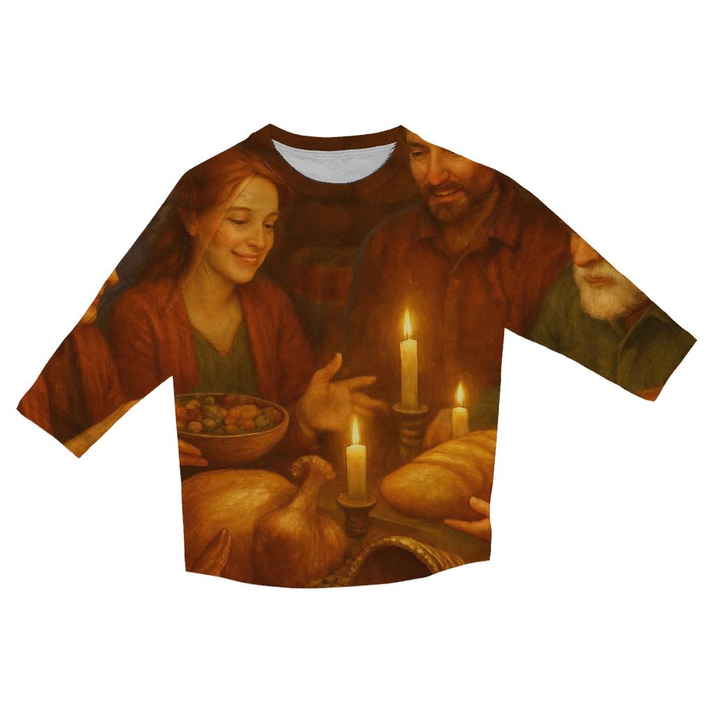 Candlelit Cornucopia Cabin Supper custom 3/4 sleeve shirts