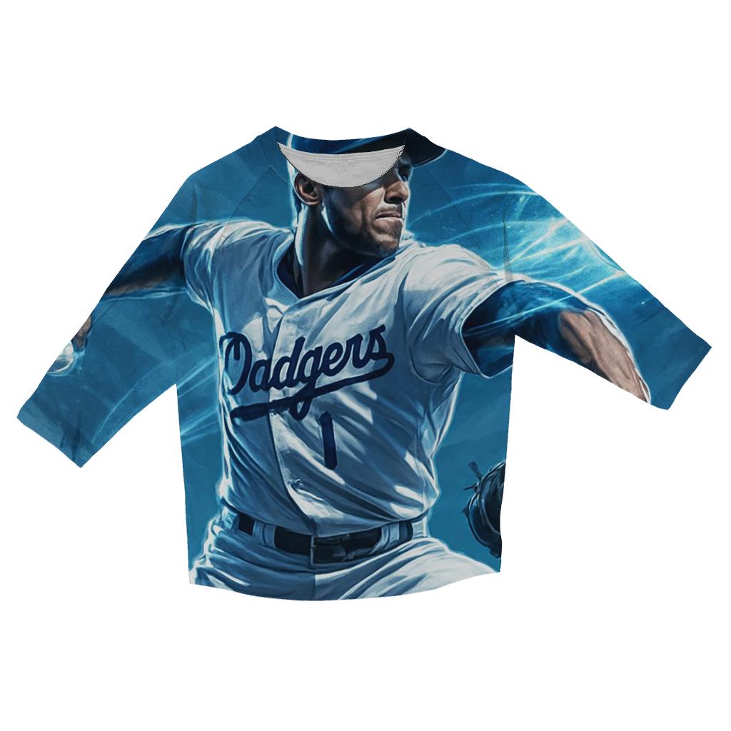 Chrome Comet Pitcher Over Downtown Lights custom 3/4 sleeve shirts