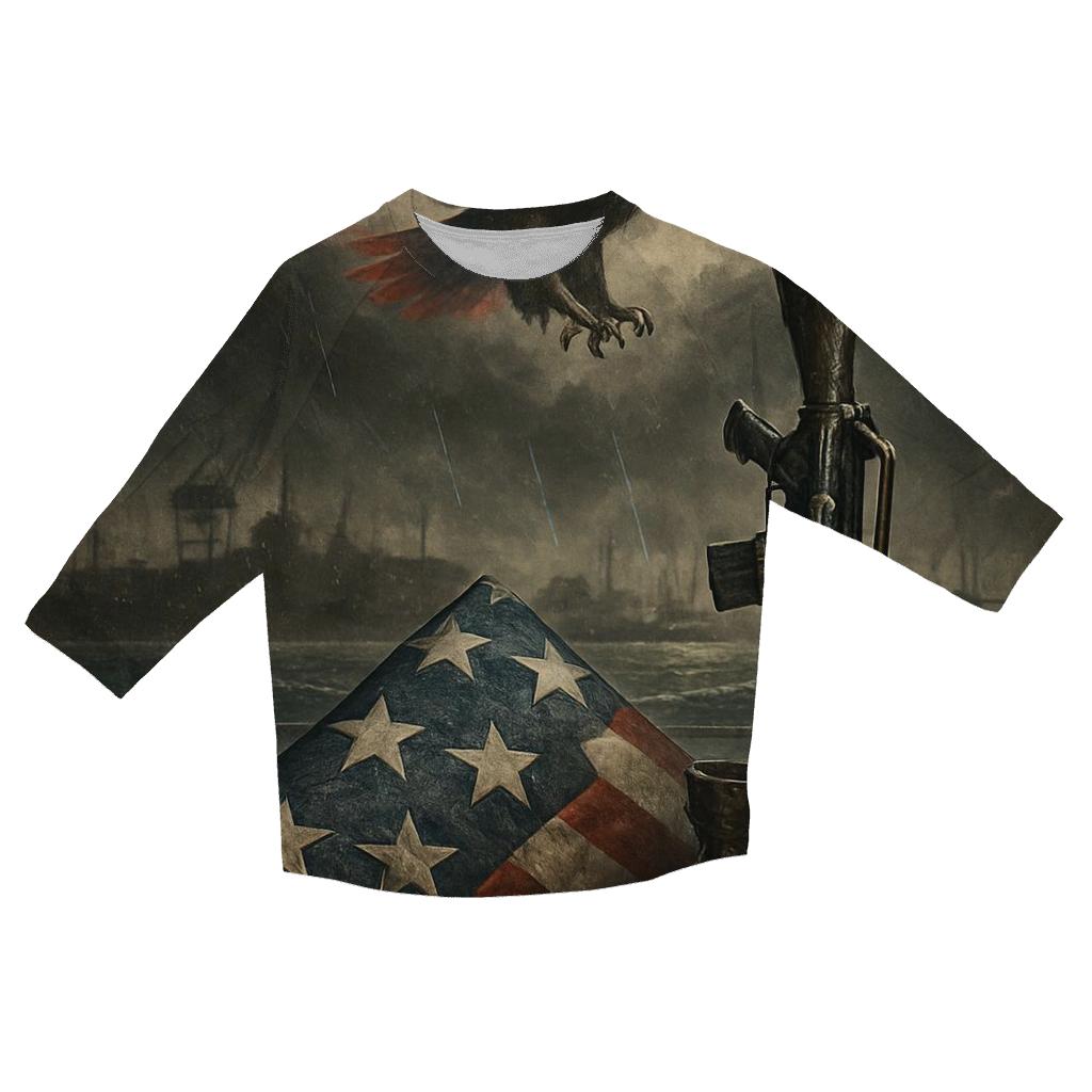 Harbor Of Honor Under A Stormlit Flag casual three quarter sleeve shirts