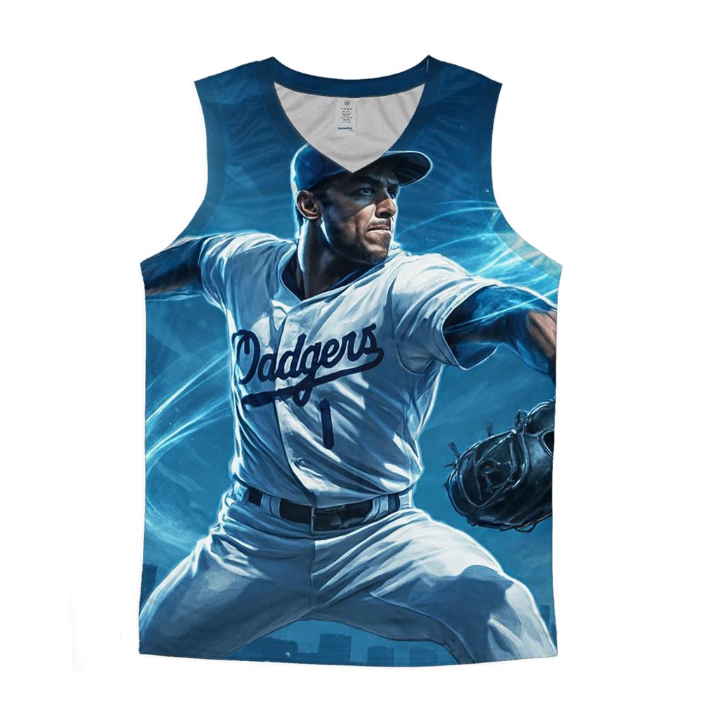 Chrome Comet Pitcher Over Downtown Lights graphic print tank tops
