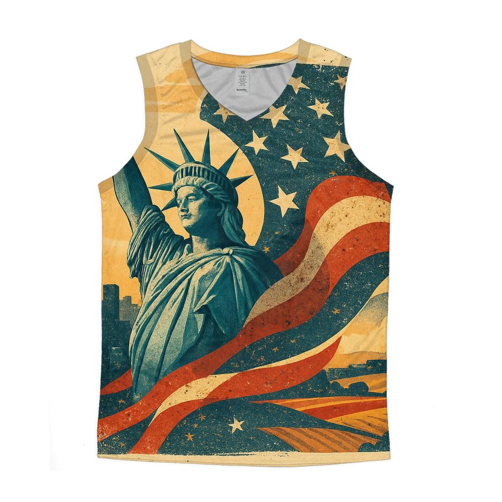 Liberty Mosaic Skyline Wave designer workout tanks