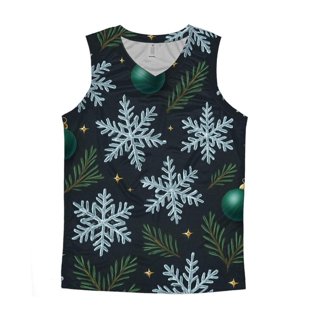 Midnight Snowflake And Ornament Constellation Scatter On Charcoal sports performance tank tops