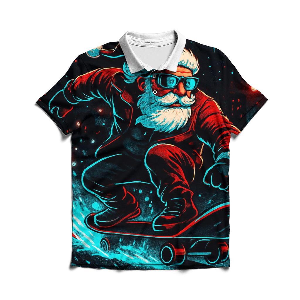 Neon Snowstorm Santa Street Rider premium cotton polo shirts