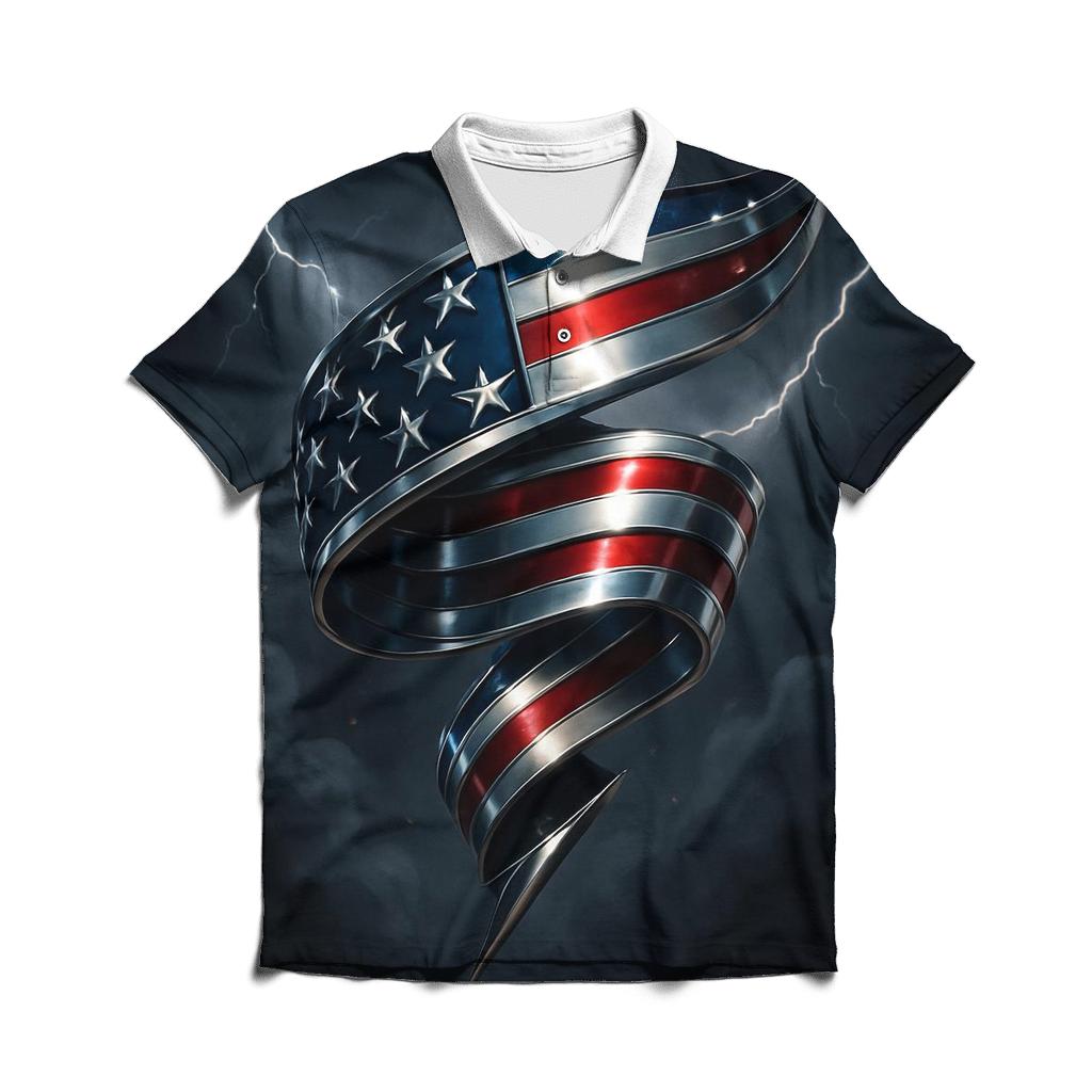 Chrome Thunder Stars And Stripes branded logo polo shirts