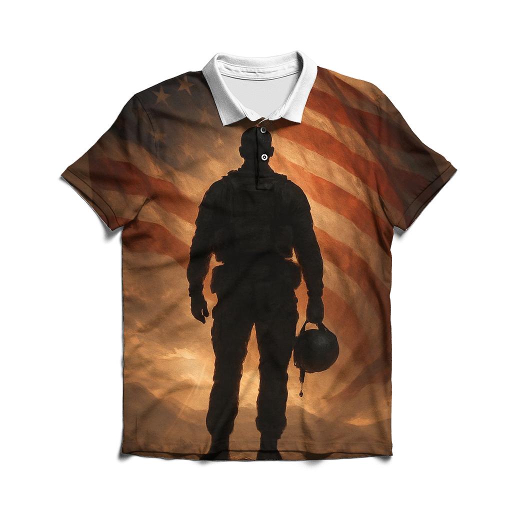 Dawn Watch Over The Stripes embroidered polo tops