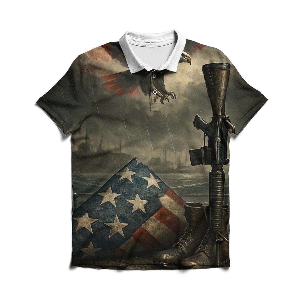 Harbor Of Honor Under A Stormlit Flag casual sports polo shirts