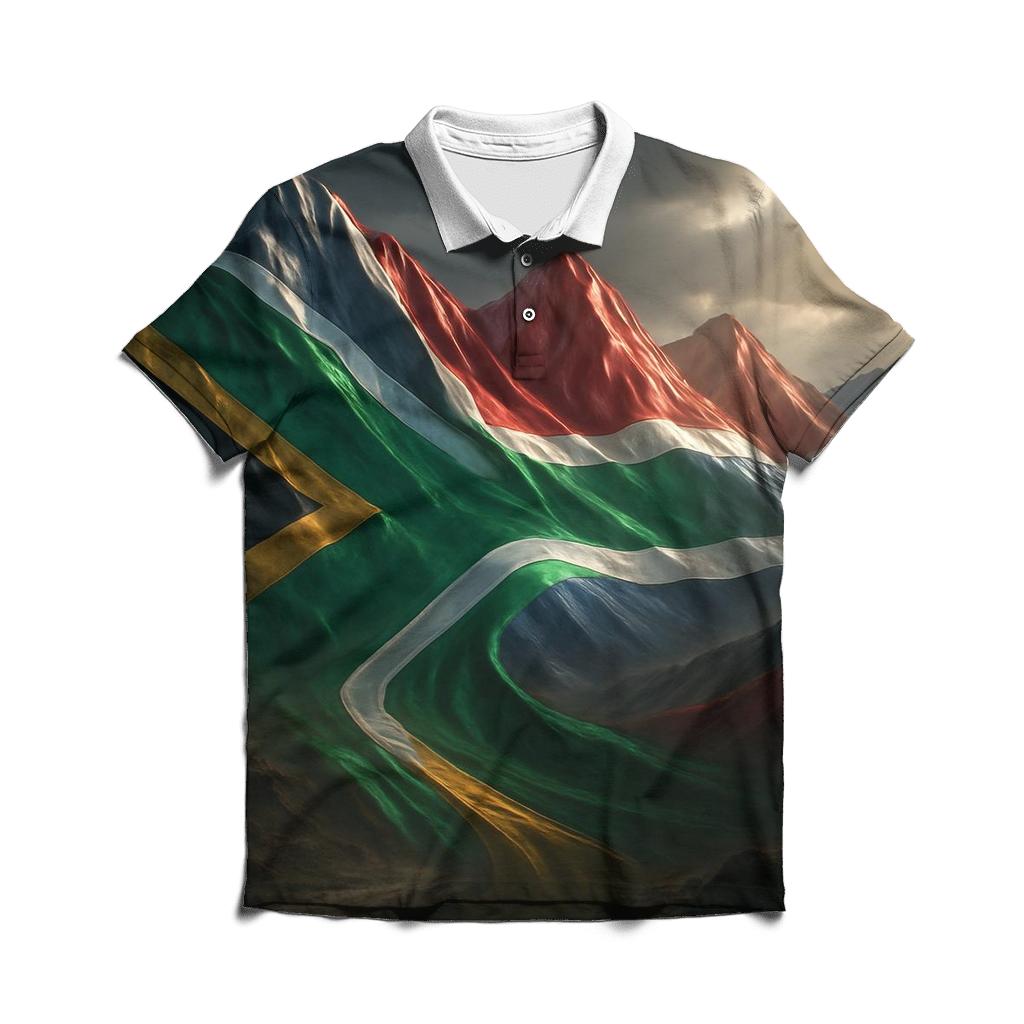 Metallic Horizon Flag South Africa embroidered polo tops