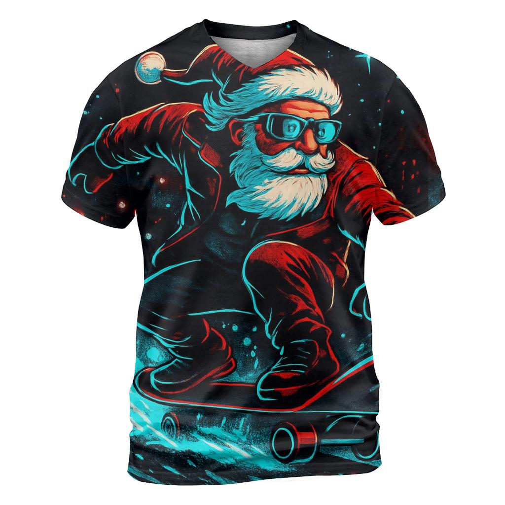 Neon Snowstorm Santa Street Rider trendy printed shirt styles