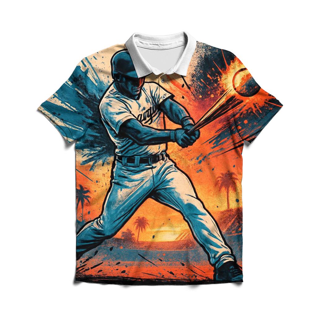 Graffiti Wings Batter In Sunset Vapor Burst casual sports polo shirts