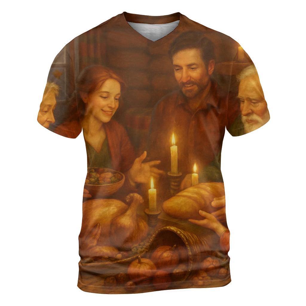 Candlelit Cornucopia Cabin Supper unique graphic print tees