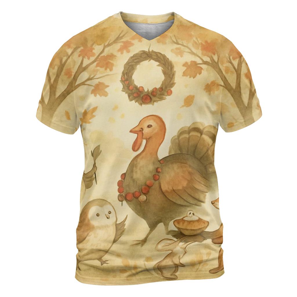 Harvest Parade Of Woodland Friends creative print fashion shirts
