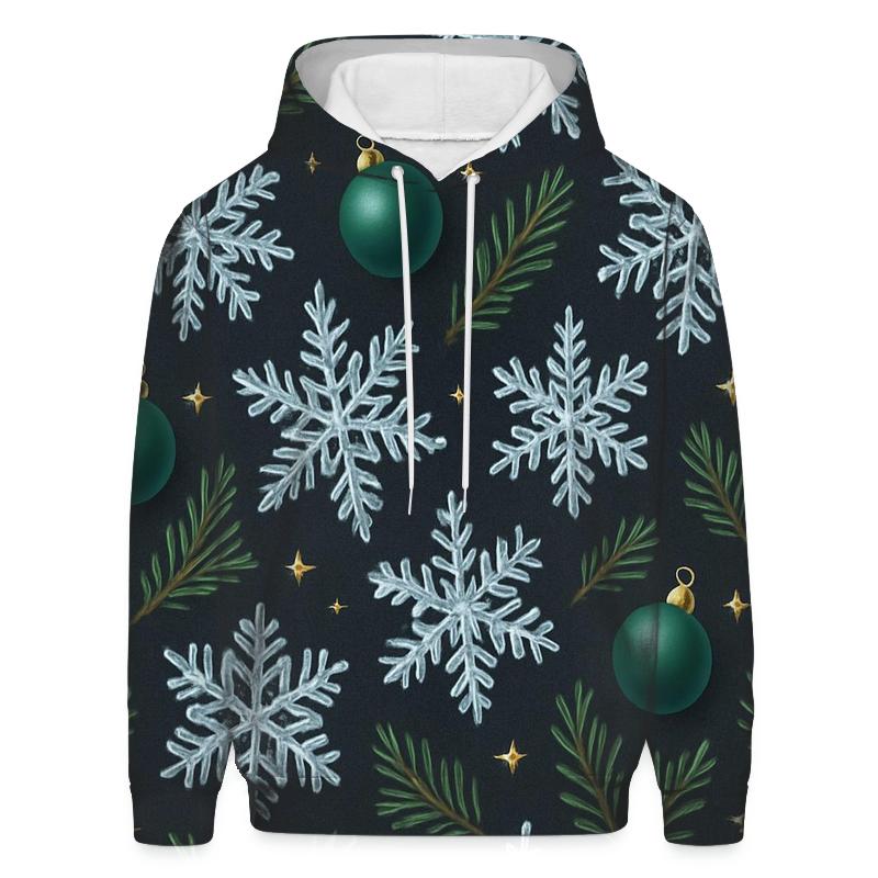 Midnight Snowflake And Ornament Constellation Scatter On Charcoal heavyweight hoodies