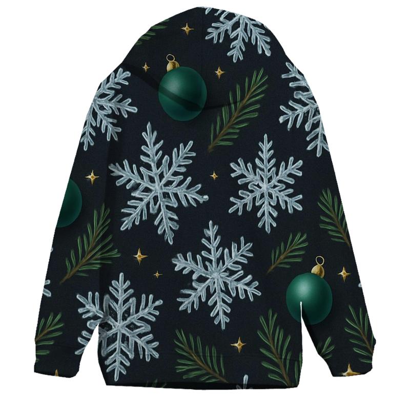 Midnight Snowflake And Ornament Constellation Scatter On Charcoal heavyweight hoodies