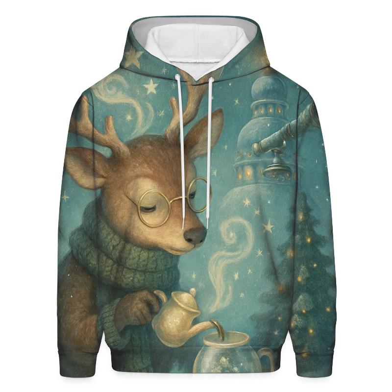 Moonlit Reindeer Hot Cocoa Observatory zip-up hoodies