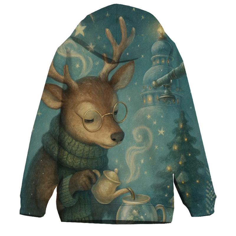 Moonlit Reindeer Hot Cocoa Observatory zip-up hoodies