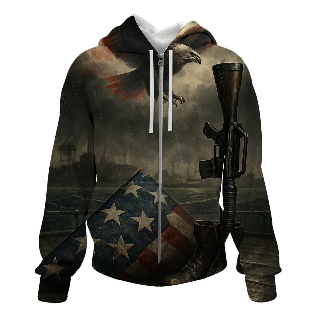 Harbor Of Honor Under A Stormlit Flag printed hoodies