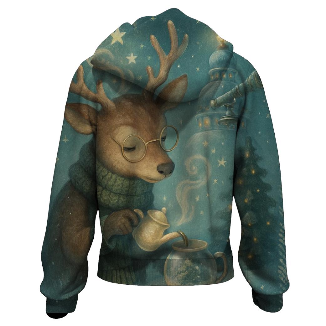 Moonlit Reindeer Hot Cocoa Observatory custom hoodies