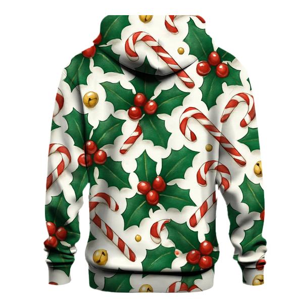 Crimson Holly And Candy Cane Tilework On Snow White hoodie trends