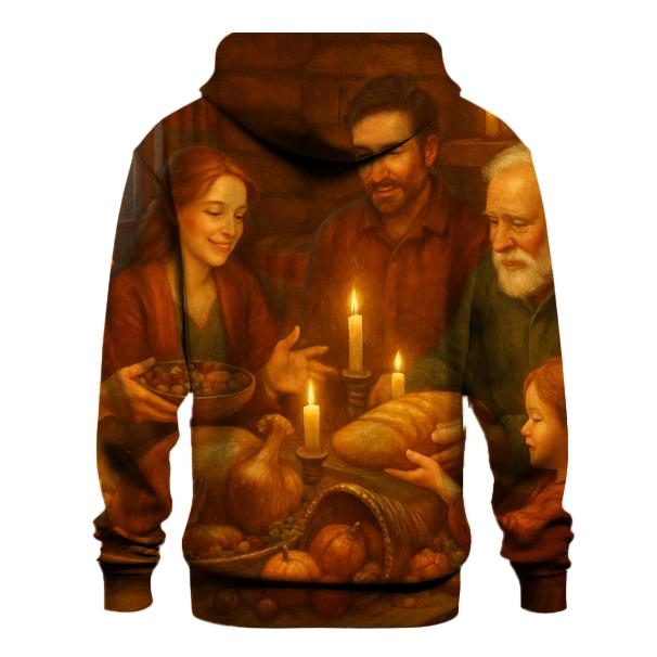 Candlelit Cornucopia Cabin Supper premium hoodies