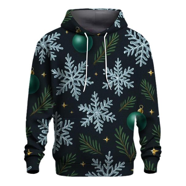 Midnight Snowflake And Ornament Constellation Scatter On Charcoal custom hoodies