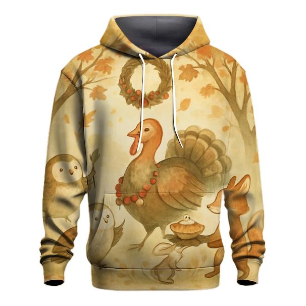 Harvest Parade Of Woodland Friends printed hoodies