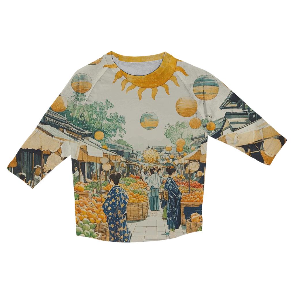 Hokusai Inspired Solar System Market Day custom 3/4 sleeve shirts