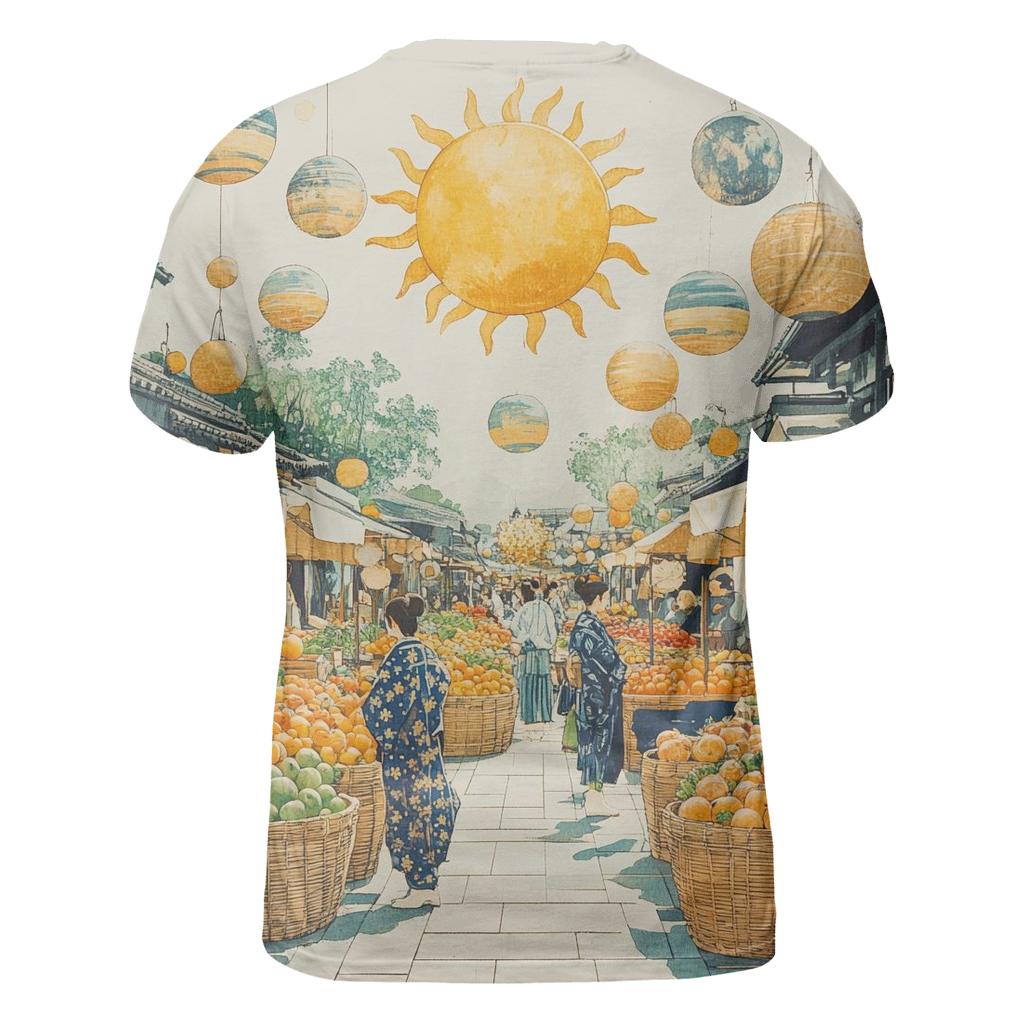 Hokusai Inspired Solar System Market Day creative print fashion shirts