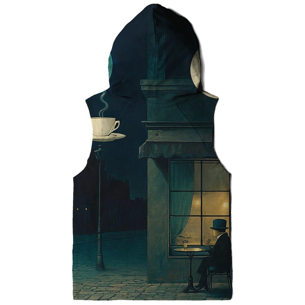 Rene Magritte Inspired Midnight Cafe Under Two Moons embroidered hoodies