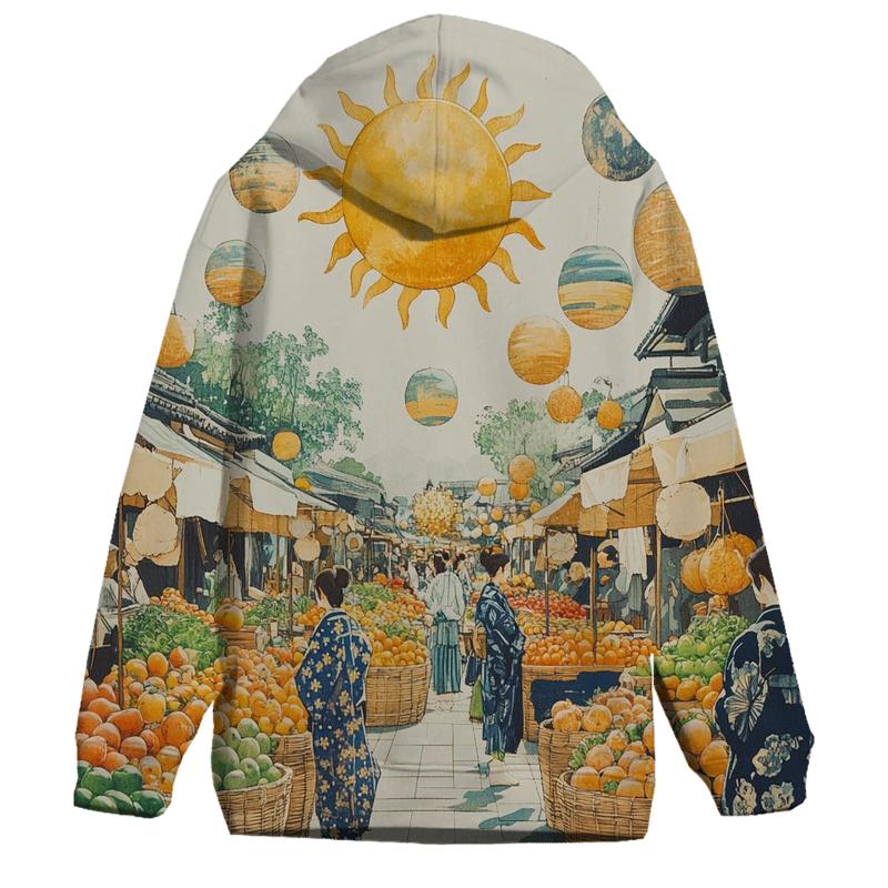 Hokusai Inspired Solar System Market Day custom hoodies
