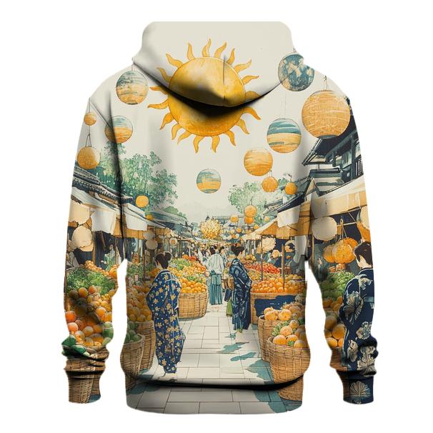 Hokusai Inspired Solar System Market Day lightweight hoodies