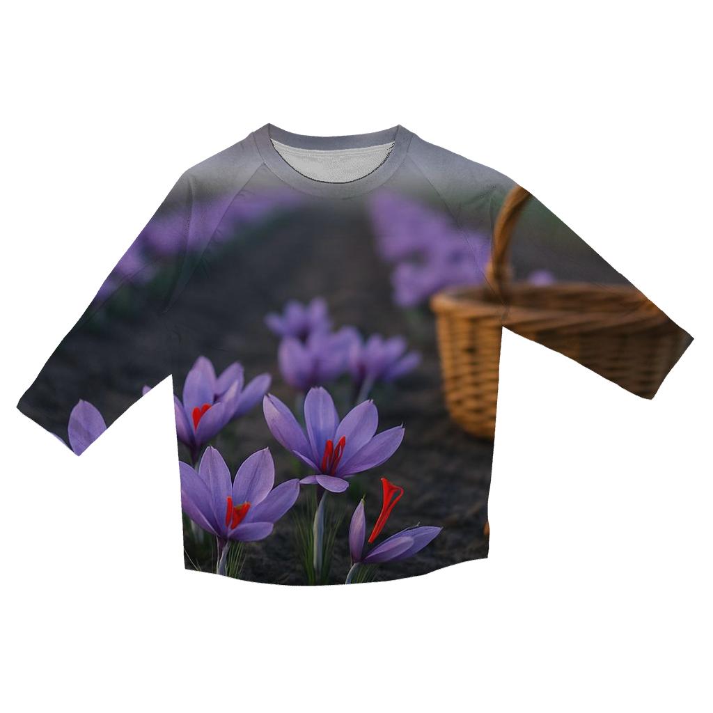 Saffron Crocus Rows After Dawn Harvest custom 3/4 sleeve shirts