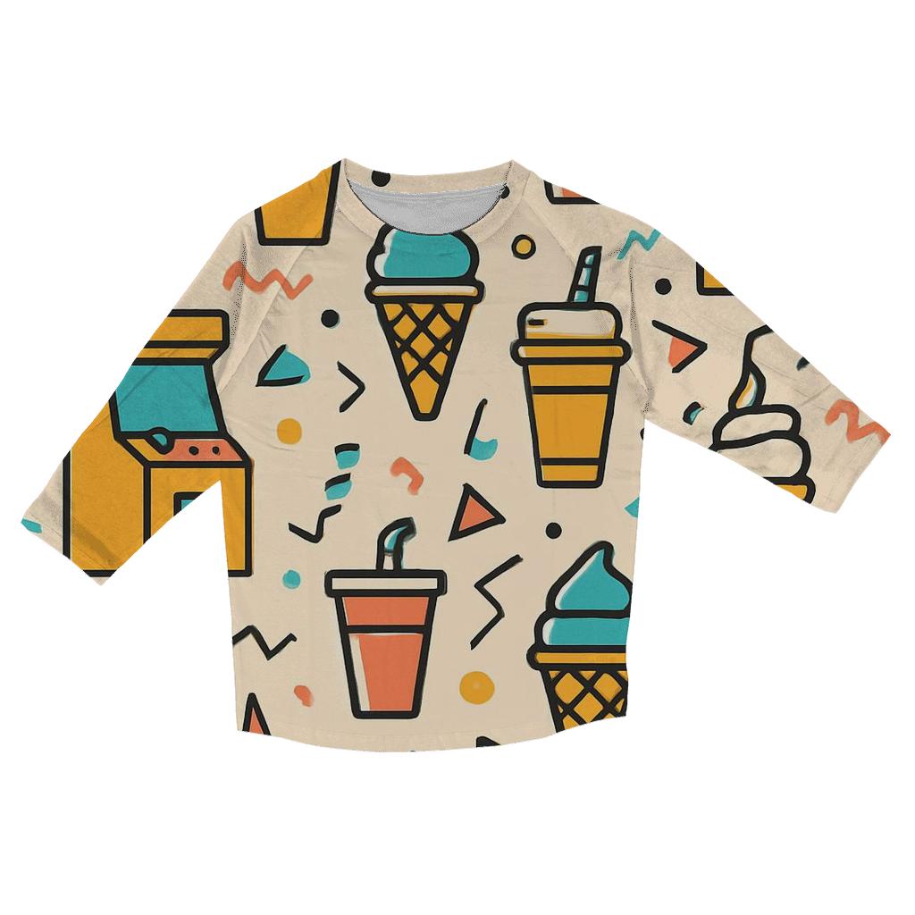 Mall Food Court Pattern Parade printed three quarter sleeve shirts
